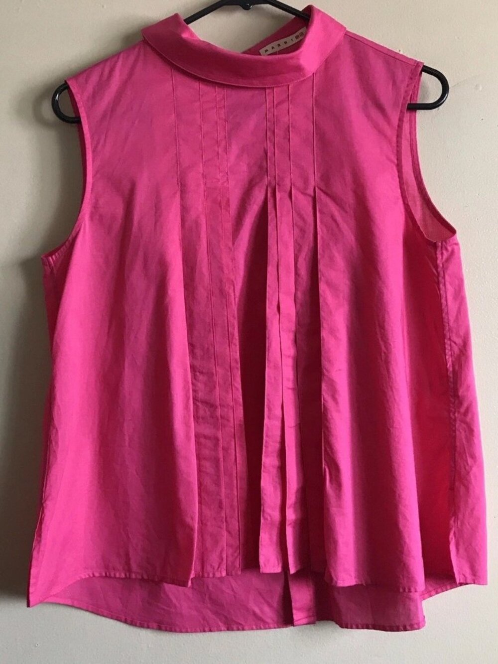 MARNI Uniqlo Women Pleated Sleeveless Blouse Pink Size Small NWT - Picture 2 of 9
